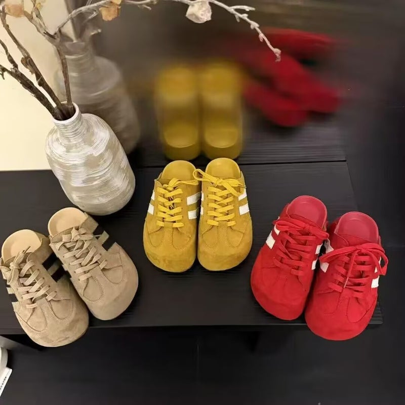 2025 Spring/ Fashion Korean Style Lace-Up German Training Shoes Casual Versatile Height-Increasing Soft Sole Closed-Toe Mules - Image 1